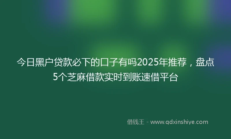 今日黑户贷款必下的口子有吗2025年推荐，盘点5个芝麻借款实时到账速借平台
