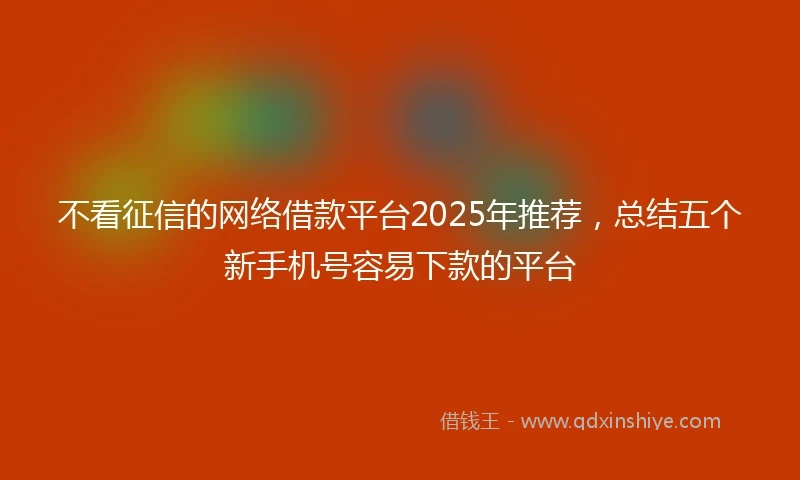 不看征信的网络借款平台2025年推荐，总结五个新手机号容易下款的平台