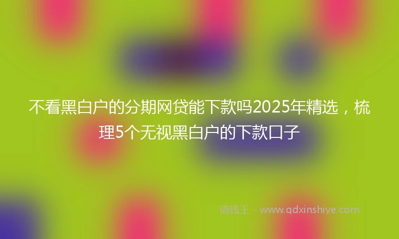 不看黑白户的分期网贷能下款吗2025年精选，梳理5个无视黑白户的下款口子