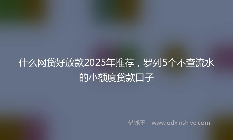 什么网贷好放款2025年推荐，罗列5个不查流水的小额度贷款口子
