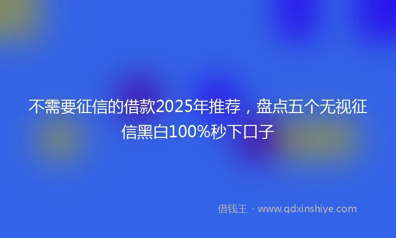 不需要征信的借款2025年推荐，盘点五个无视征信黑白100%秒下口子