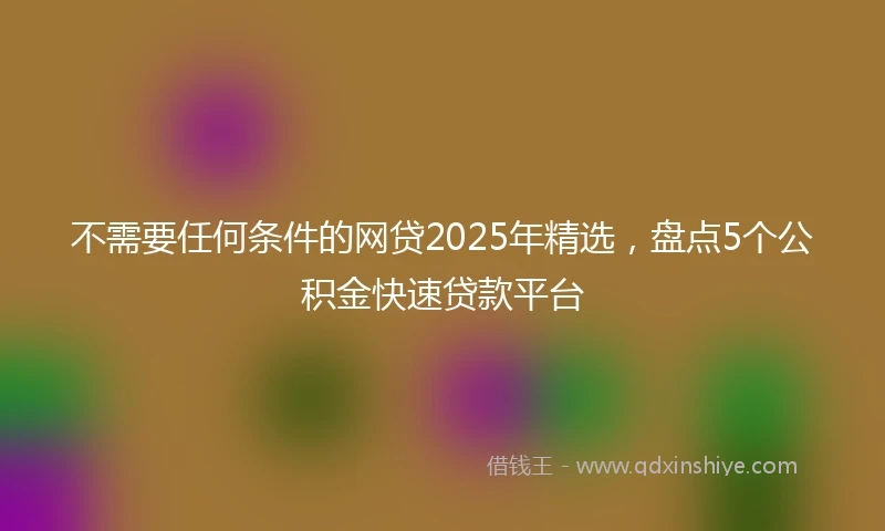 不需要任何条件的网贷2025年精选，盘点5个公积金快速贷款平台