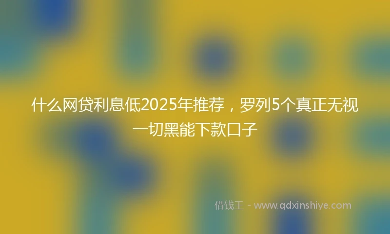 什么网贷利息低2025年推荐，罗列5个真正无视一切黑能下款口子