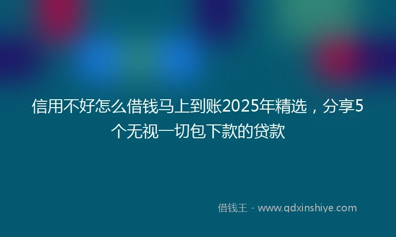 信用不好怎么借钱马上到账2025年精选，分享5个无视一切包下款的贷款