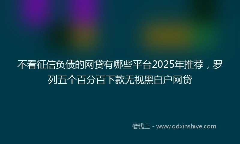 不看征信负债的网贷有哪些平台2025年推荐，罗列五个百分百下款无视黑白户网贷