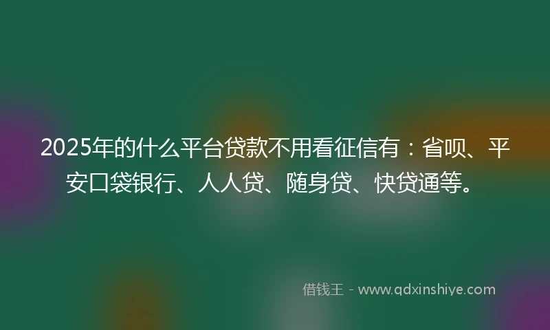 2025年的什么平台贷款不用看征信有：省呗、平安口袋银行、人人贷、随身贷、快贷通等。