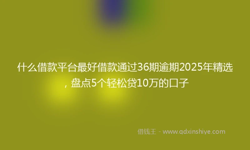 什么借款平台最好借款通过36期逾期2025年精选，盘点5个轻松贷10万的口子