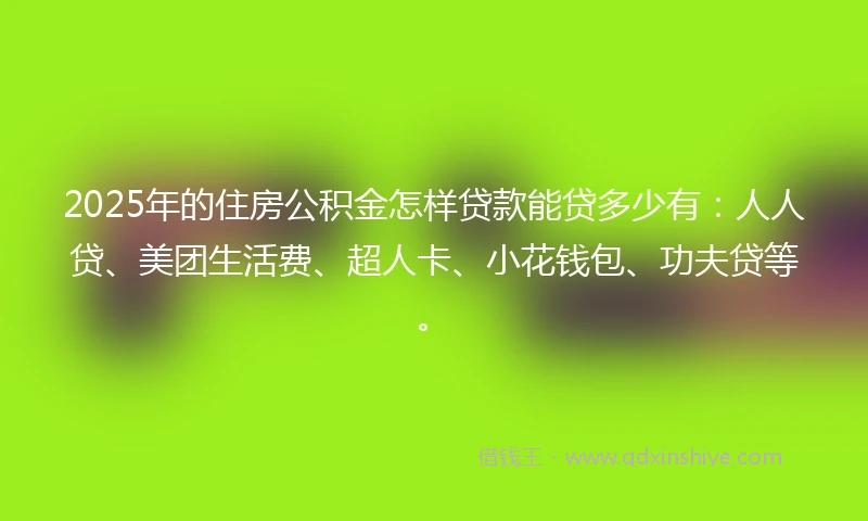 2025年的住房公积金怎样贷款能贷多少有：人人贷、美团生活费、超人卡、小花钱包、功夫贷等。