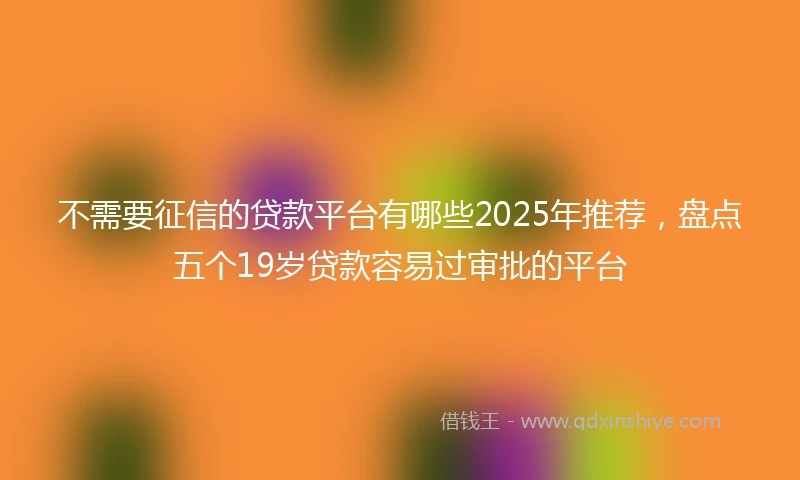 不需要征信的贷款平台有哪些2025年推荐，盘点五个19岁贷款容易过审批的平台