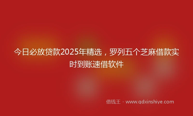 今日必放贷款2025年精选，罗列五个芝麻借款实时到账速借软件