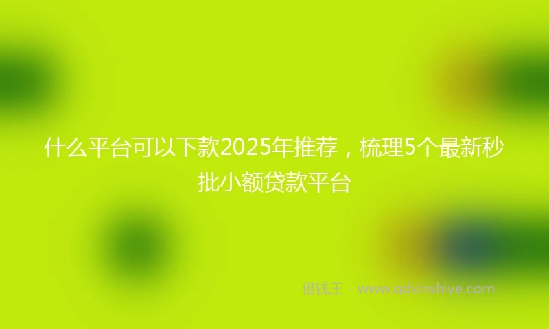 什么平台可以下款2025年推荐，梳理5个最新秒批小额贷款平台