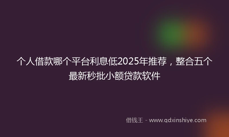 个人借款哪个平台利息低2025年推荐，整合五个最新秒批小额贷款软件