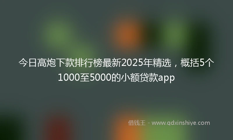 今日高炮下款排行榜最新2025年精选，概括5个1000至5000的小额贷款app