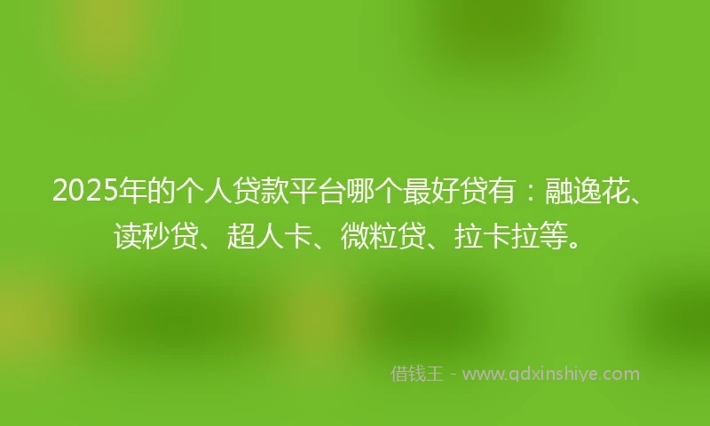 2025年的个人贷款平台哪个最好贷有：融逸花、读秒贷、超人卡、微粒贷、拉卡拉等。