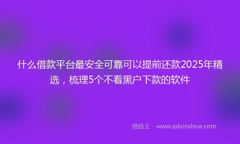 什么借款平台最安全可靠可以提前还款2025年精选，梳理5个不看黑户下款的软件