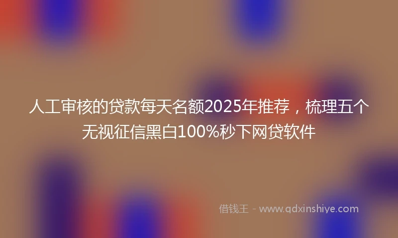 人工审核的贷款每天名额2025年推荐，梳理五个无视征信黑白100%秒下网贷软件
