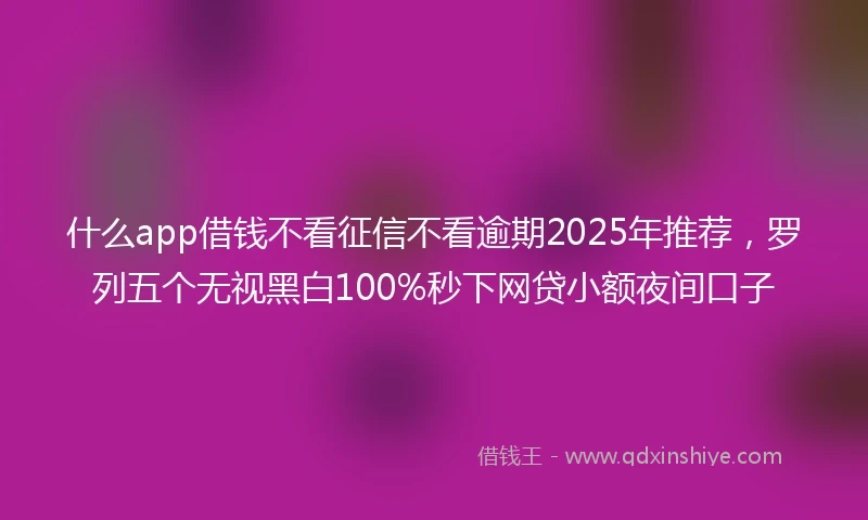 什么app借钱不看征信不看逾期2025年推荐，罗列五个无视黑白100%秒下网贷小额夜间口子