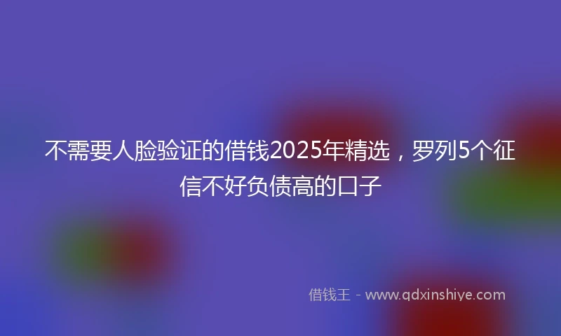 不需要人脸验证的借钱2025年精选，罗列5个征信不好负债高的口子