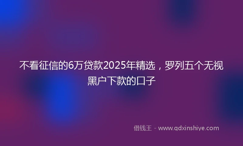 不看征信的6万贷款2025年精选，罗列五个无视黑户下款的口子