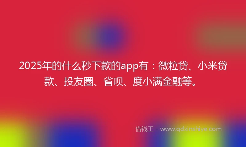 2025年的什么秒下款的app有：微粒贷、小米贷款、投友圈、省呗、度小满金融等。