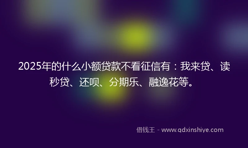 2025年的什么小额贷款不看征信有：我来贷、读秒贷、还呗、分期乐、融逸花等。