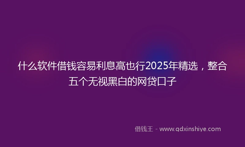 什么软件借钱容易利息高也行2025年精选，整合五个无视黑白的网贷口子