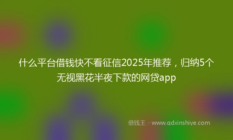 什么平台借钱快不看征信2025年推荐，归纳5个无视黑花半夜下款的网贷app