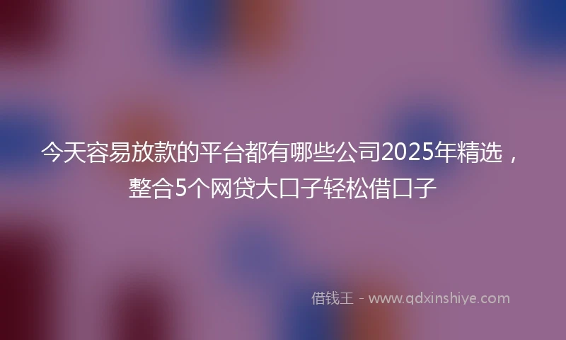 今天容易放款的平台都有哪些公司2025年精选，整合5个网贷大口子轻松借口子