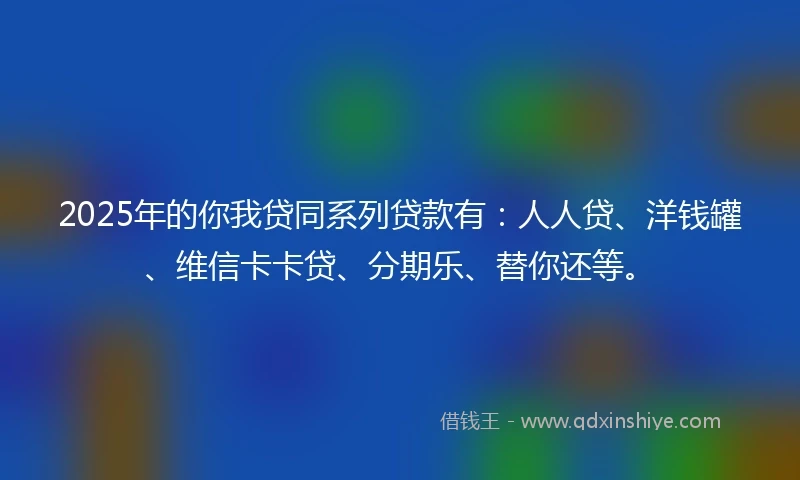 2025年的你我贷同系列贷款有：人人贷、洋钱罐、维信卡卡贷、分期乐、替你还等。