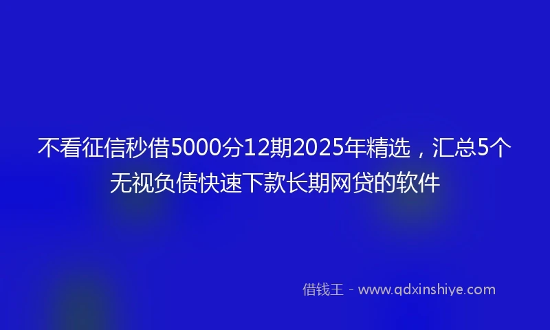 不看征信秒借5000分12期2025年精选，汇总5个无视负债快速下款长期网贷的软件