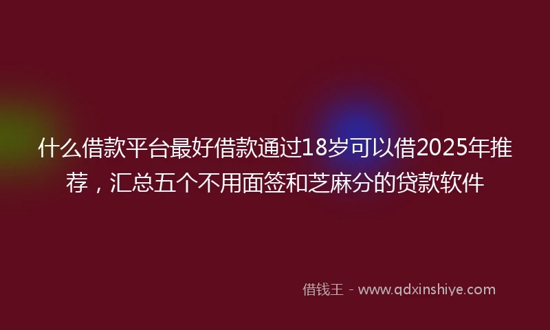 什么借款平台最好借款通过18岁可以借2025年推荐，汇总五个不用面签和芝麻分的贷款软件