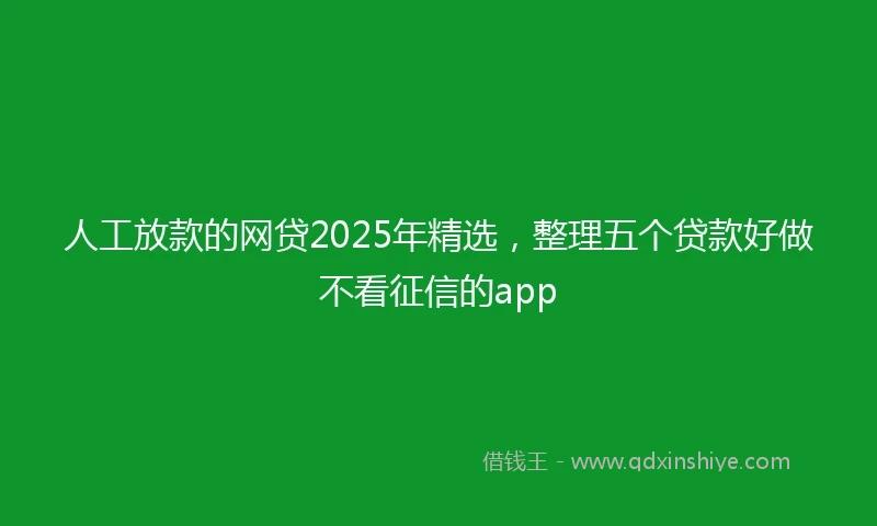 人工放款的网贷2025年精选，整理五个贷款好做不看征信的app