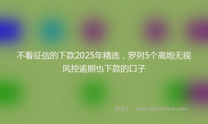 不看征信的下款2025年精选，罗列5个高炮无视风控逾期也下款的口子