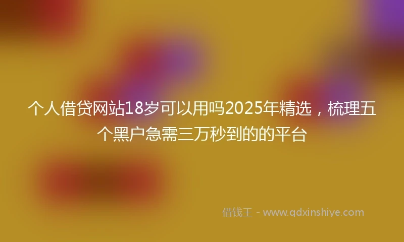 个人借贷网站18岁可以用吗2025年精选，梳理五个黑户急需三万秒到的的平台