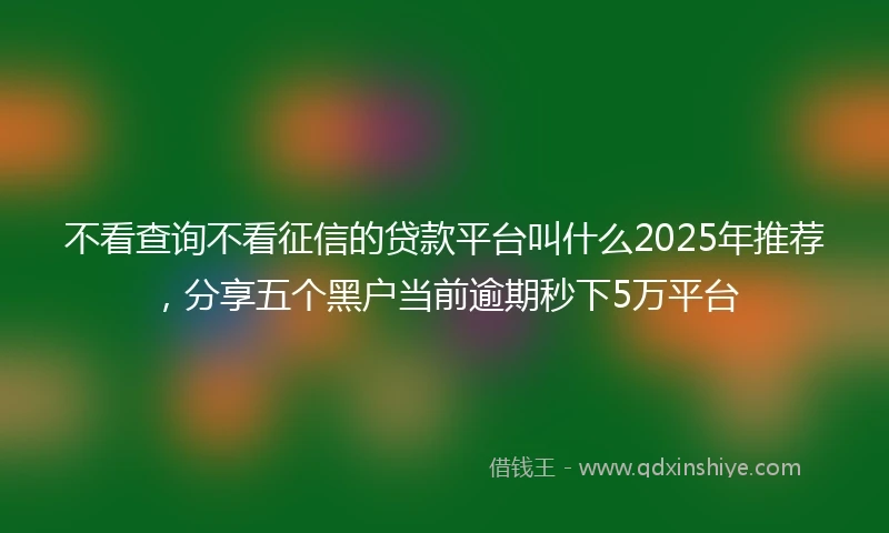 不看查询不看征信的贷款平台叫什么2025年推荐，分享五个黑户当前逾期秒下5万平台