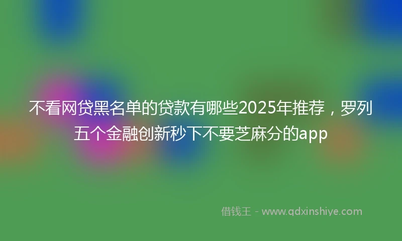 不看网贷黑名单的贷款有哪些2025年推荐，罗列五个金融创新秒下不要芝麻分的app