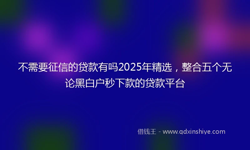 不需要征信的贷款有吗2025年精选，整合五个无论黑白户秒下款的贷款平台