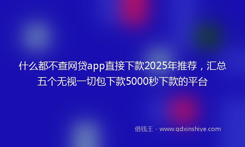 什么都不查网贷app直接下款2025年推荐，汇总五个无视一切包下款5000秒下款的平台