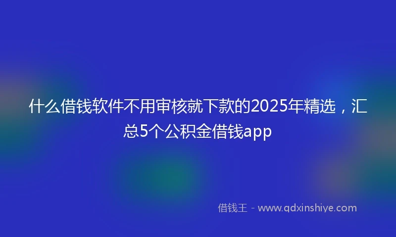 什么借钱软件不用审核就下款的2025年精选，汇总5个公积金借钱app