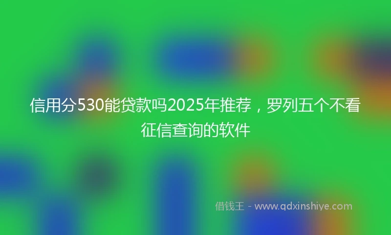 信用分530能贷款吗2025年推荐，罗列五个不看征信查询的软件