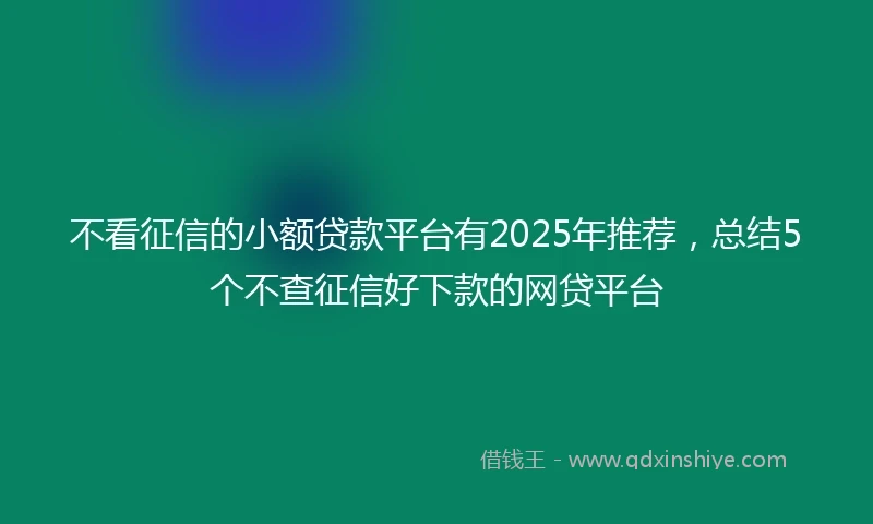 不看征信的小额贷款平台有2025年推荐，总结5个不查征信好下款的网贷平台