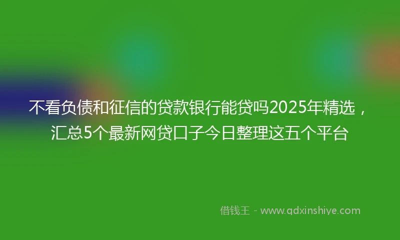 不看负债和征信的贷款银行能贷吗2025年精选，汇总5个最新网贷口子今日整理这五个平台