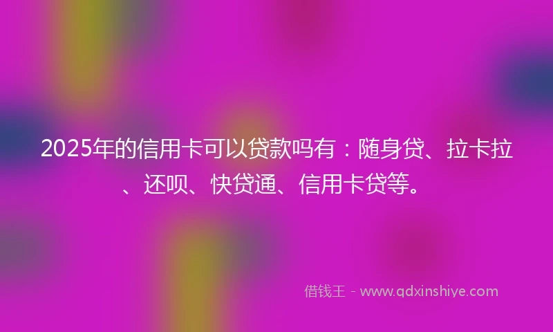 2025年的信用卡可以贷款吗有：随身贷、拉卡拉、还呗、快贷通、信用卡贷等。