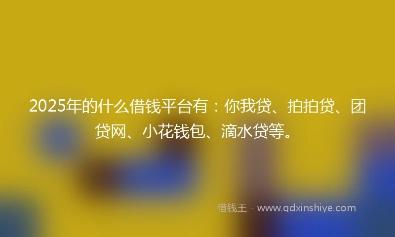 2025年的什么借钱平台有：你我贷、拍拍贷、团贷网、小花钱包、滴水贷等。