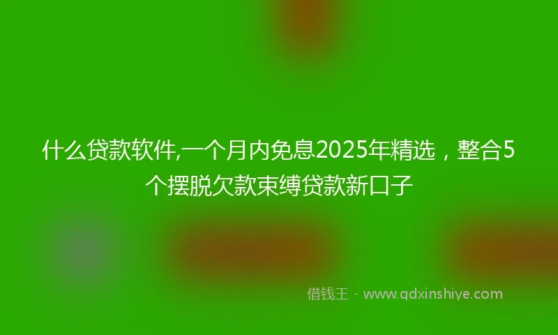 什么贷款软件,一个月内免息2025年精选，整合5个摆脱欠款束缚贷款新口子