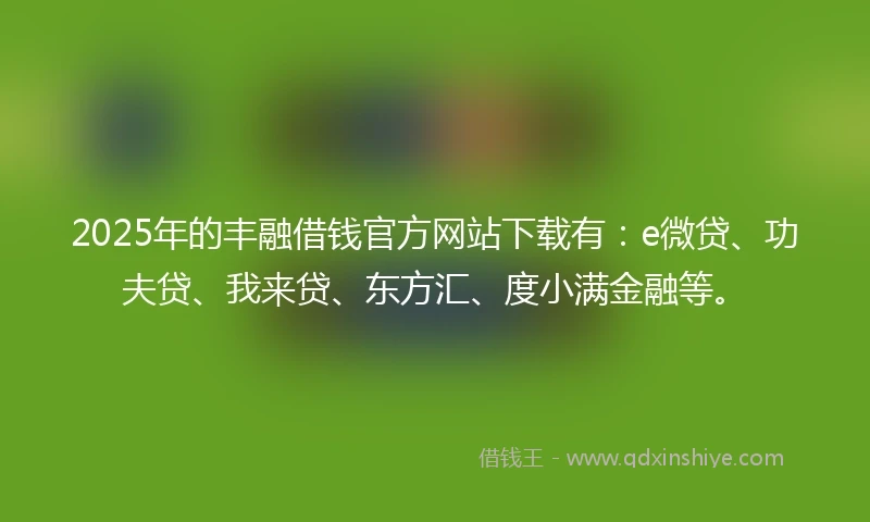 2025年的丰融借钱官方网站下载有：e微贷、功夫贷、我来贷、东方汇、度小满金融等。
