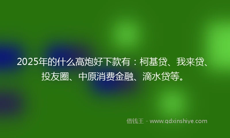 2025年的什么高炮好下款有：柯基贷、我来贷、投友圈、中原消费金融、滴水贷等。