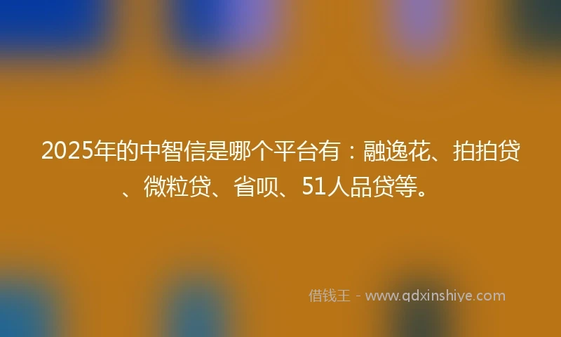 2025年的中智信是哪个平台有：融逸花、拍拍贷、微粒贷、省呗、51人品贷等。
