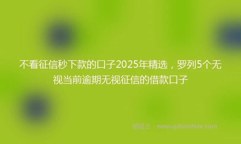 不看征信秒下款的口子2025年精选，罗列5个无视当前逾期无视征信的借款口子