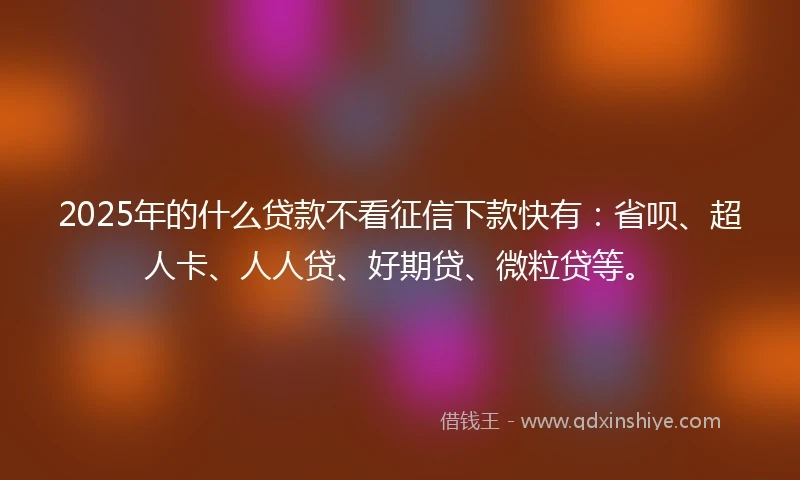 2025年的什么贷款不看征信下款快有：省呗、超人卡、人人贷、好期贷、微粒贷等。